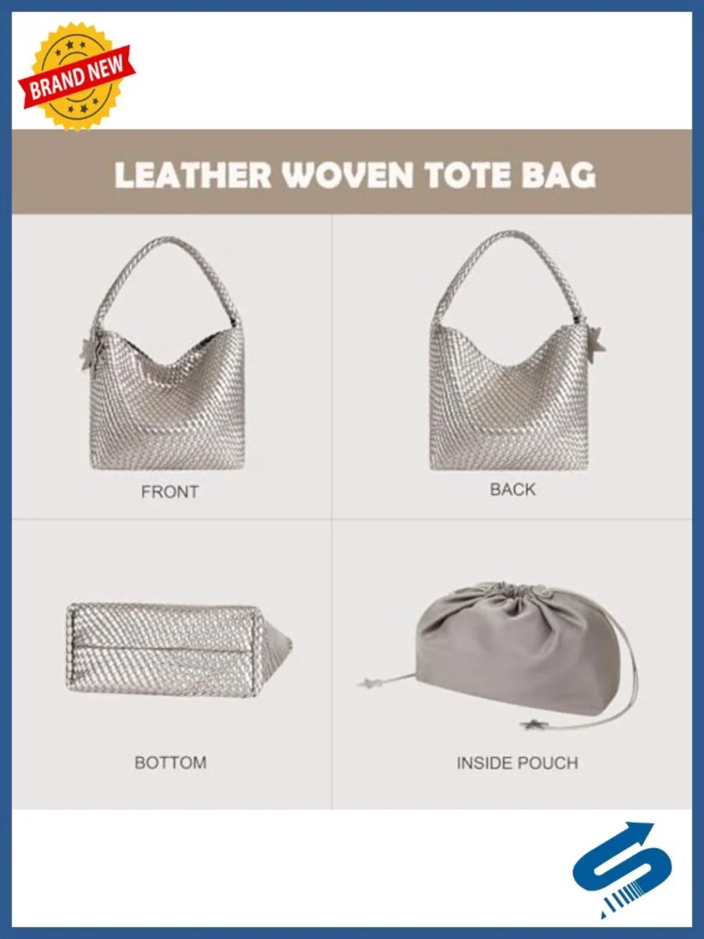 Handmade Woven Vegan Leather Slouchy Hobo Tote Bag for Women Large Shoulder